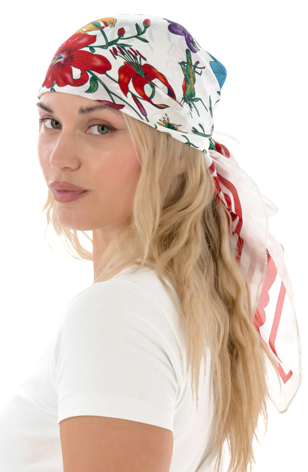 Floral Satin Square Scarf