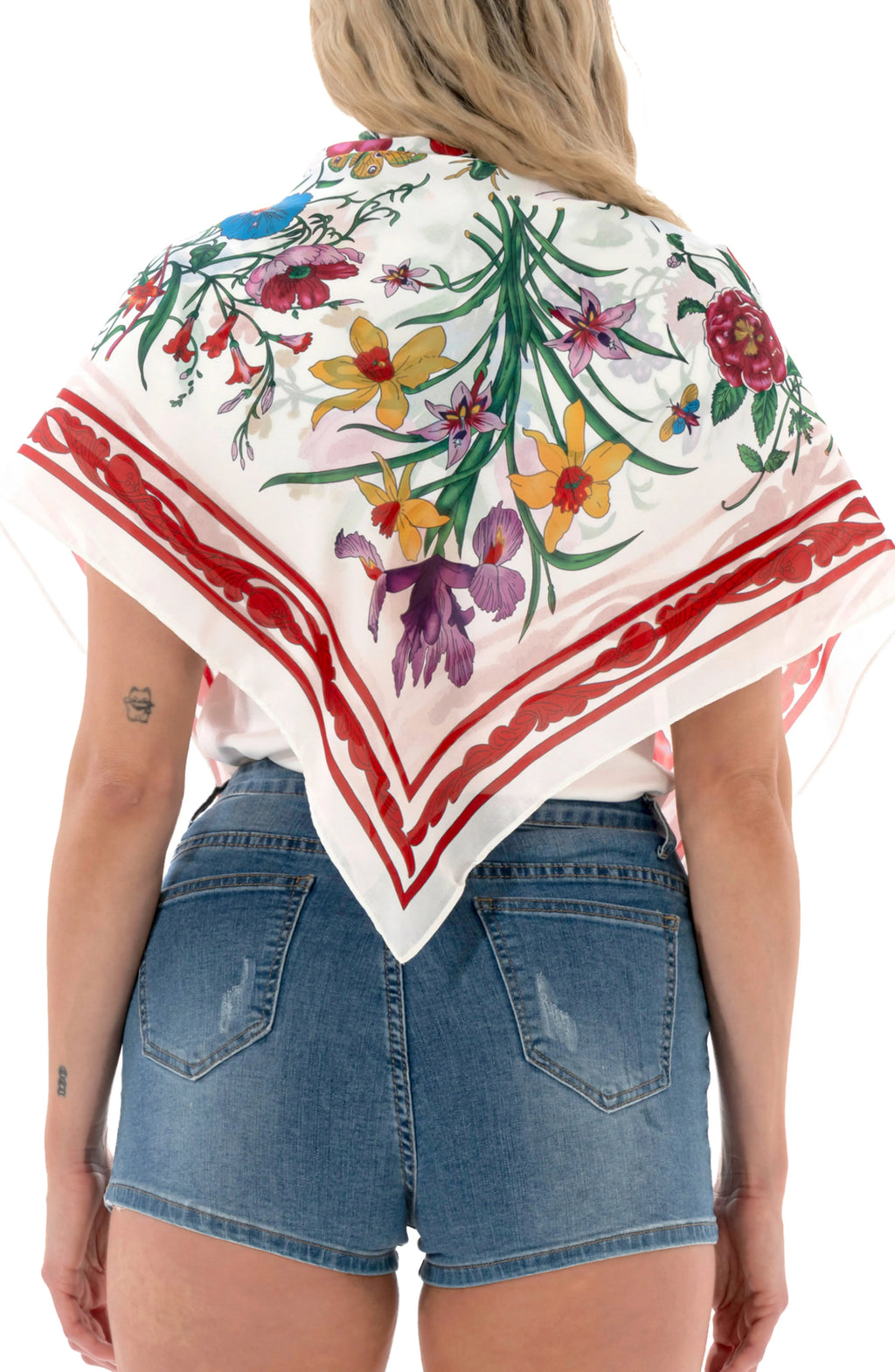 Floral Satin Square Scarf