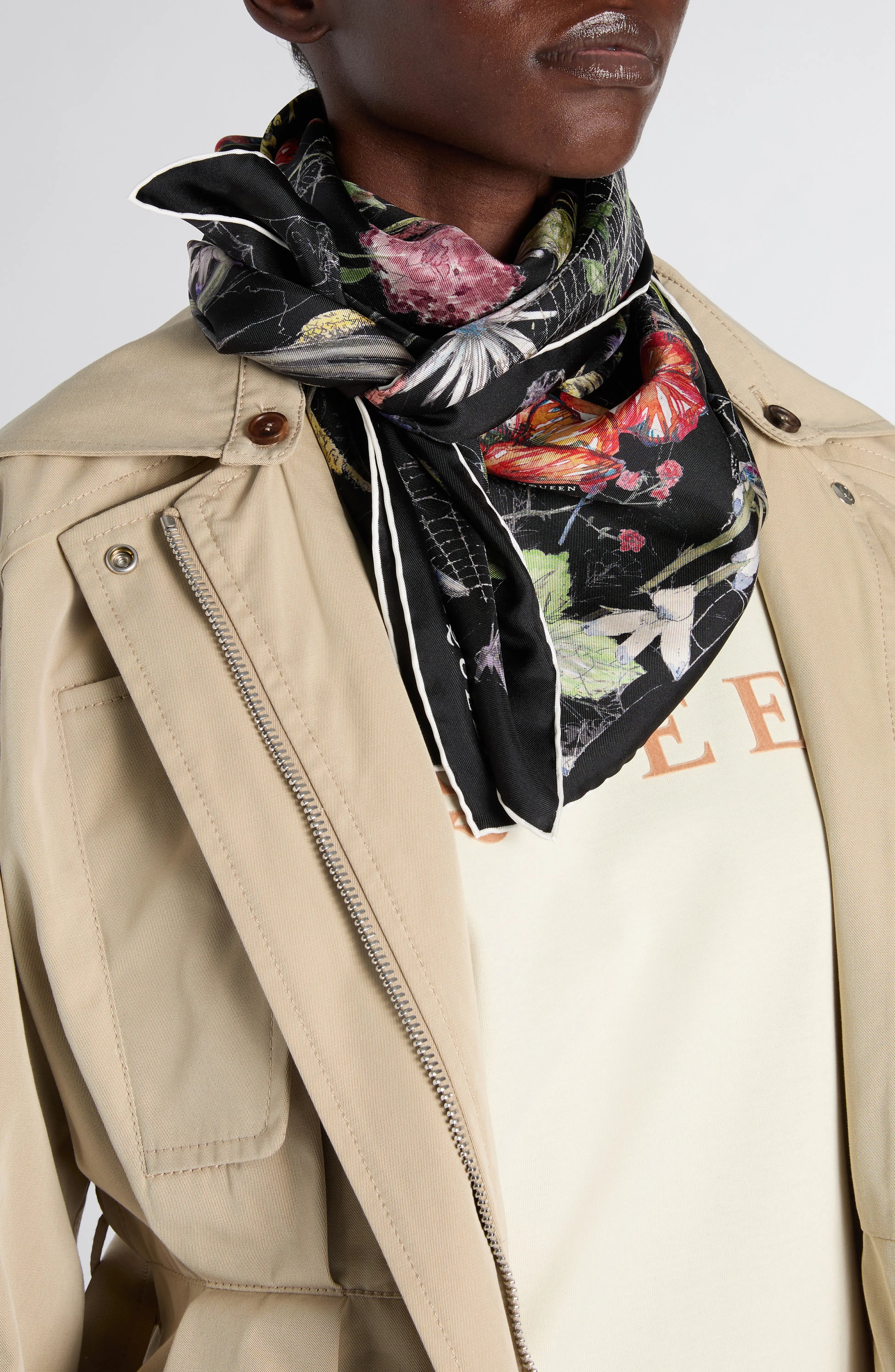 Spider Floral Silk Twill Square Scarf
