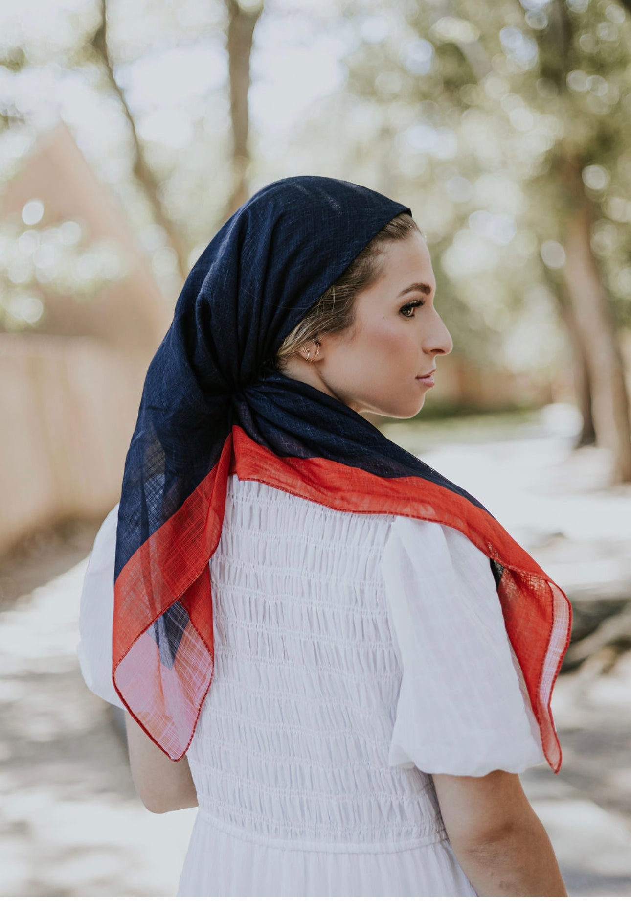 Black with Red Border Head Scarf