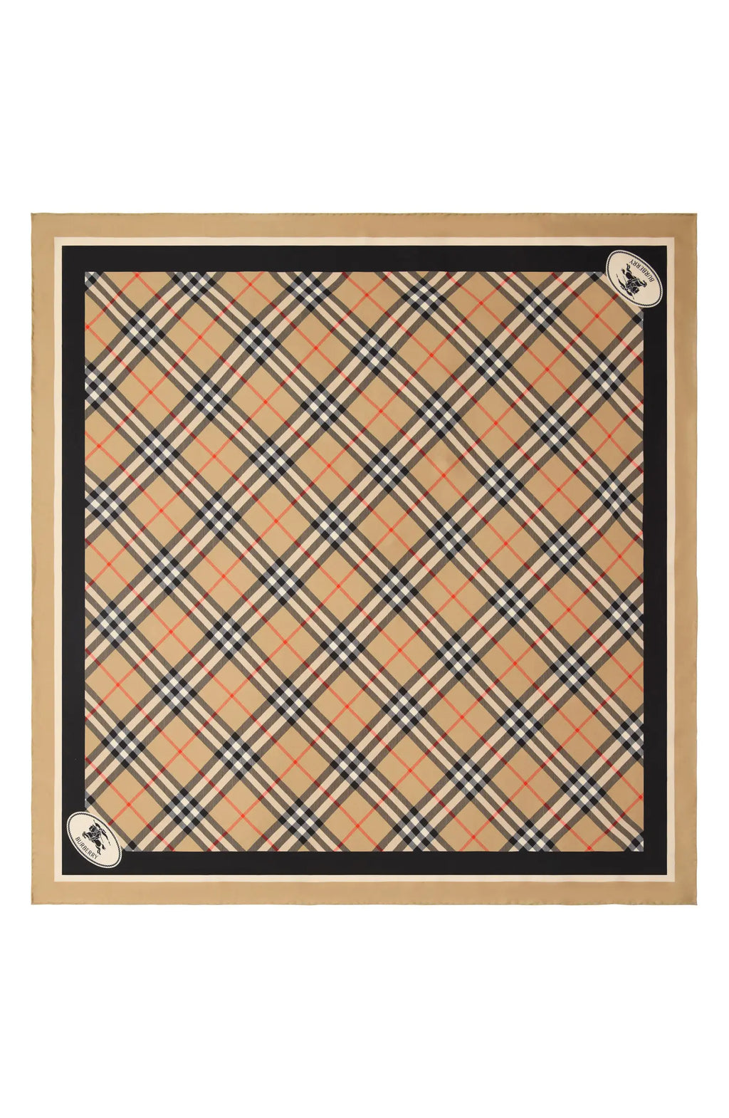 Medium Check EKD Stamp Square Silk Twill Scarf
