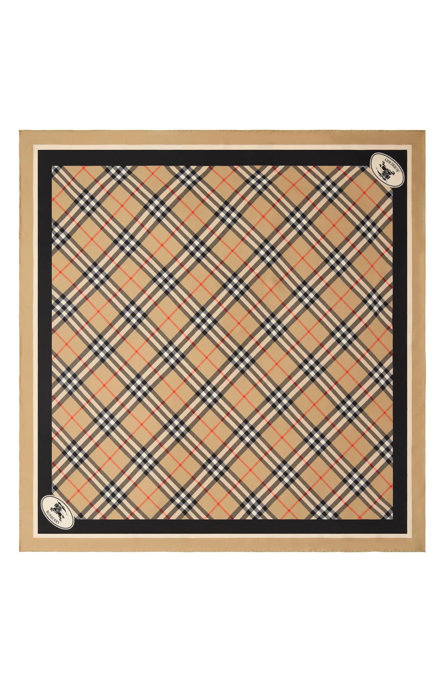 Medium Check EKD Stamp Square Silk Twill Scarf