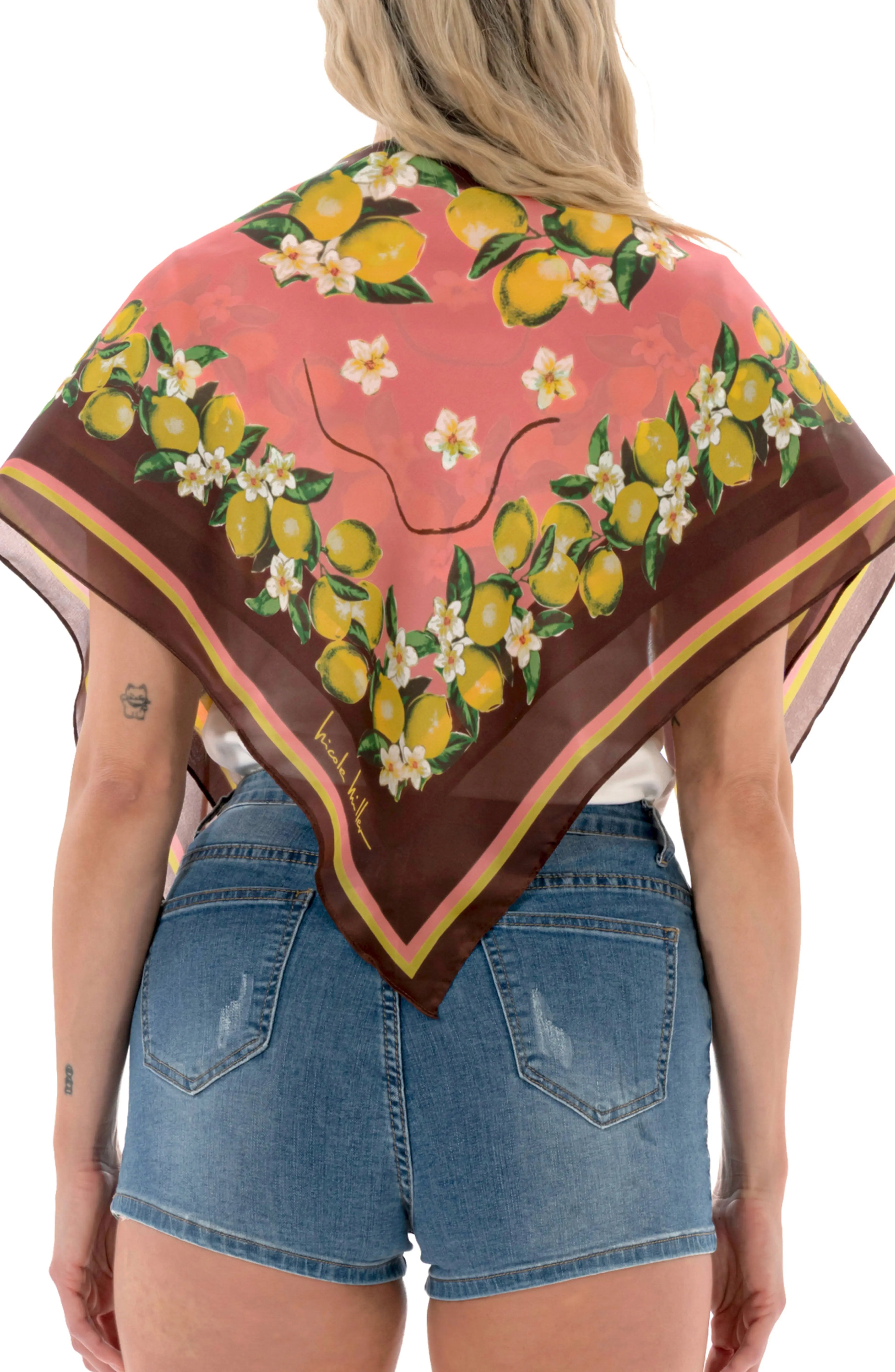 Lemon Print Square Scarf