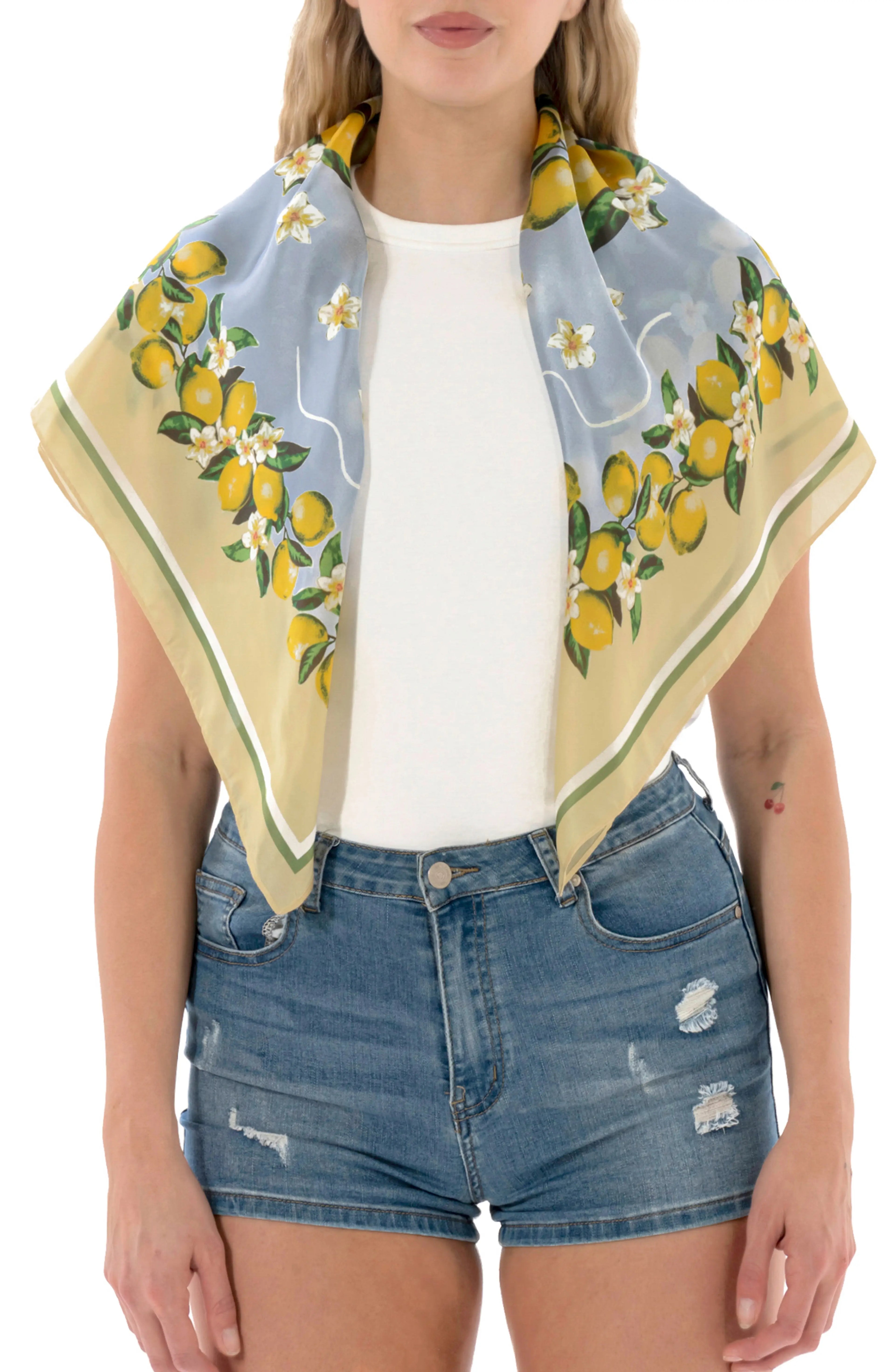 Lemon Print Square Scarf
