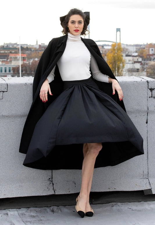 Harloe Pleated Midi Skirt | Black