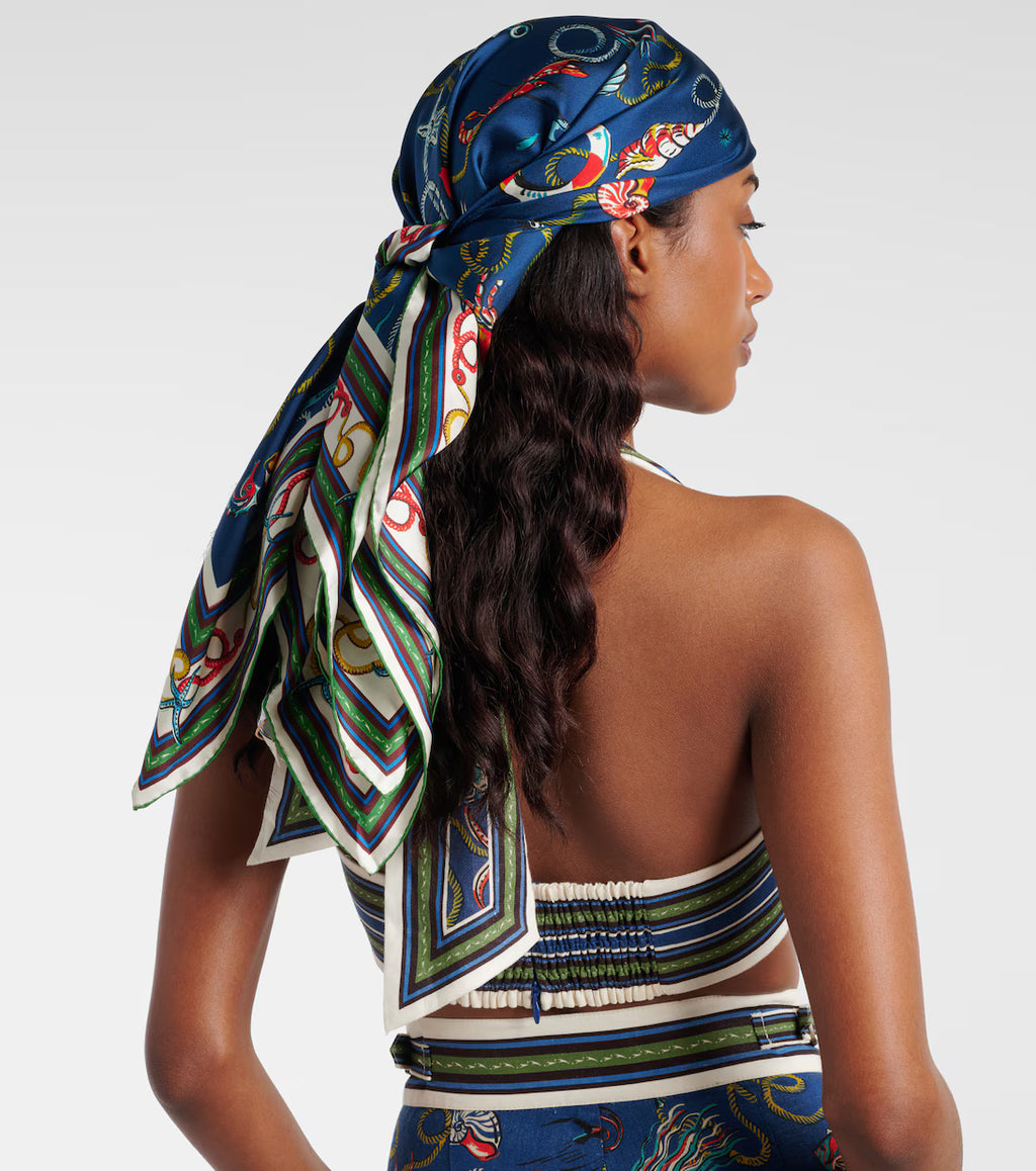 Printed silk twill scarf