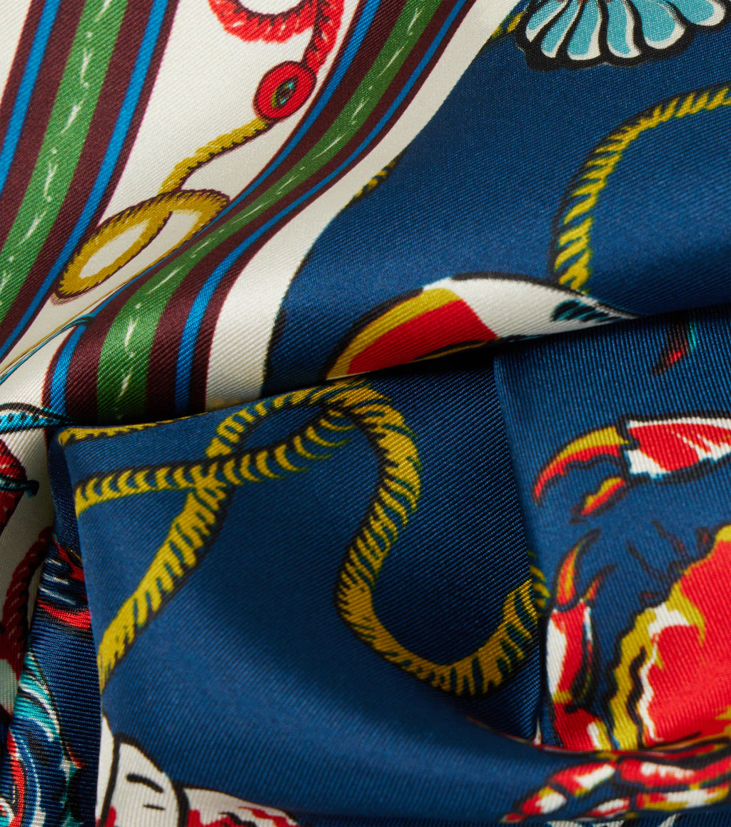Printed silk twill scarf
