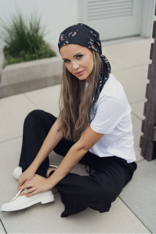 Dark Bloom Head Scarf