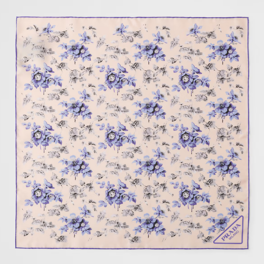 Printed silk twill scarf 55x55
