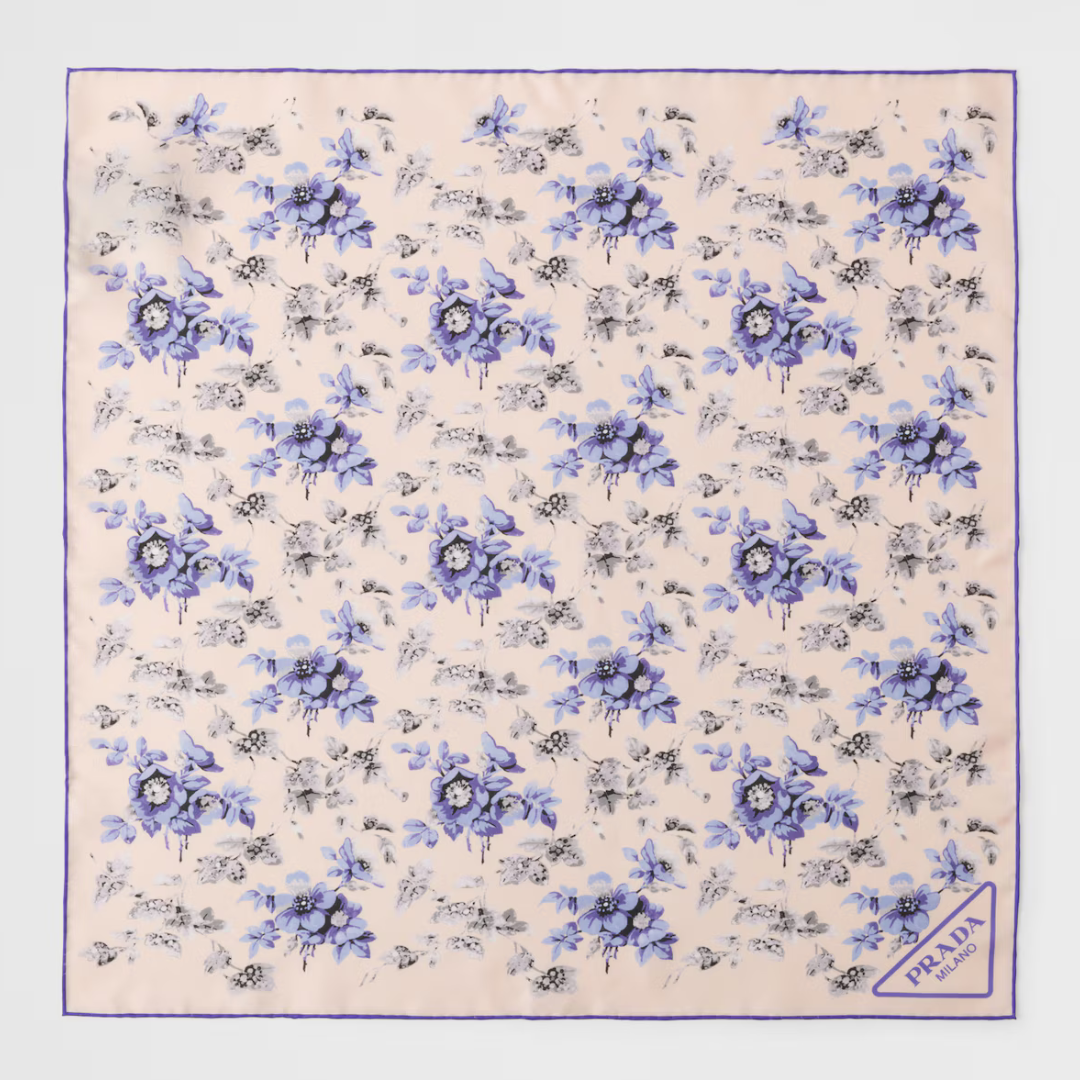 Printed silk twill scarf 55x55