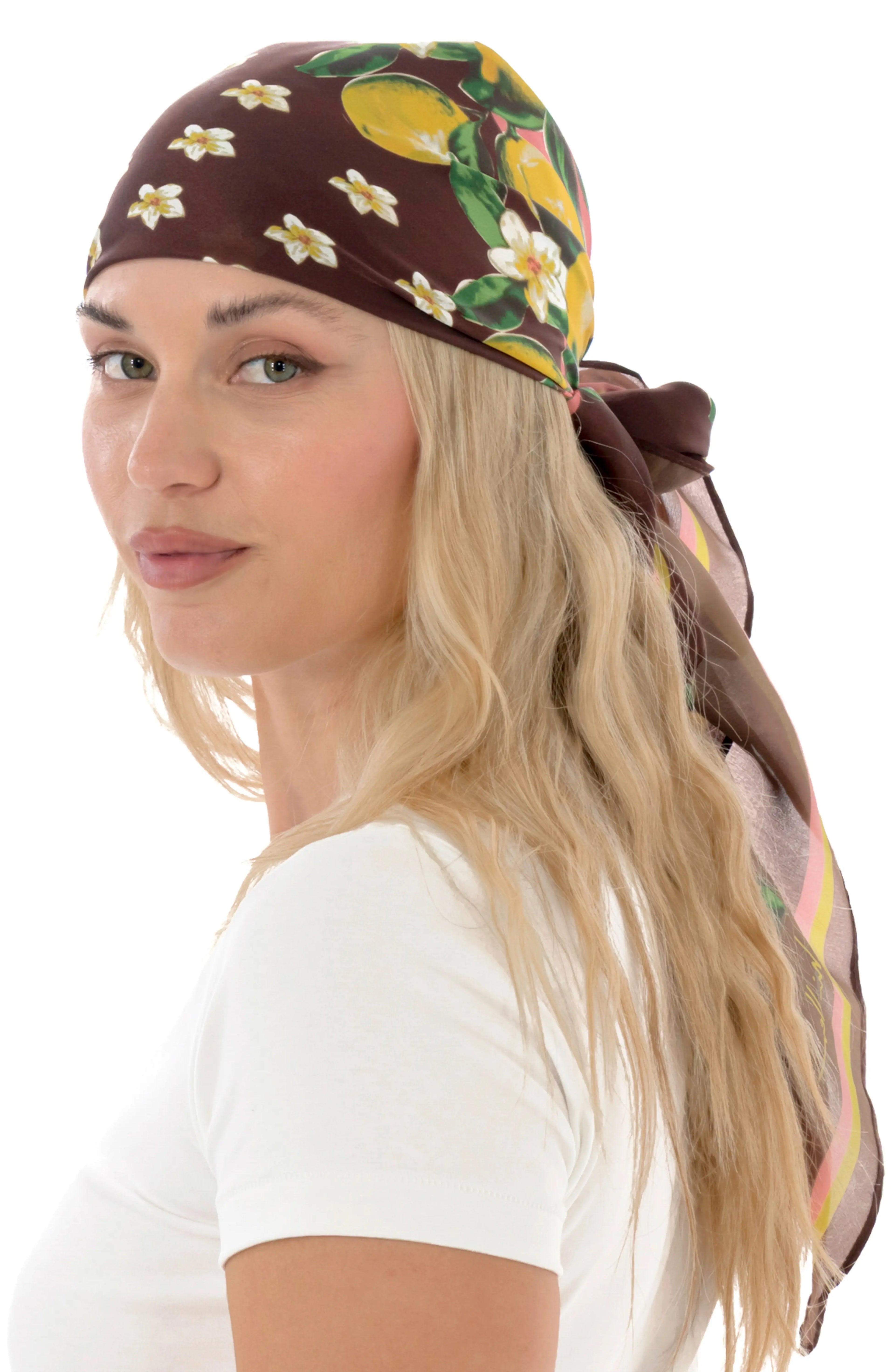 Lemon Print Square Scarf