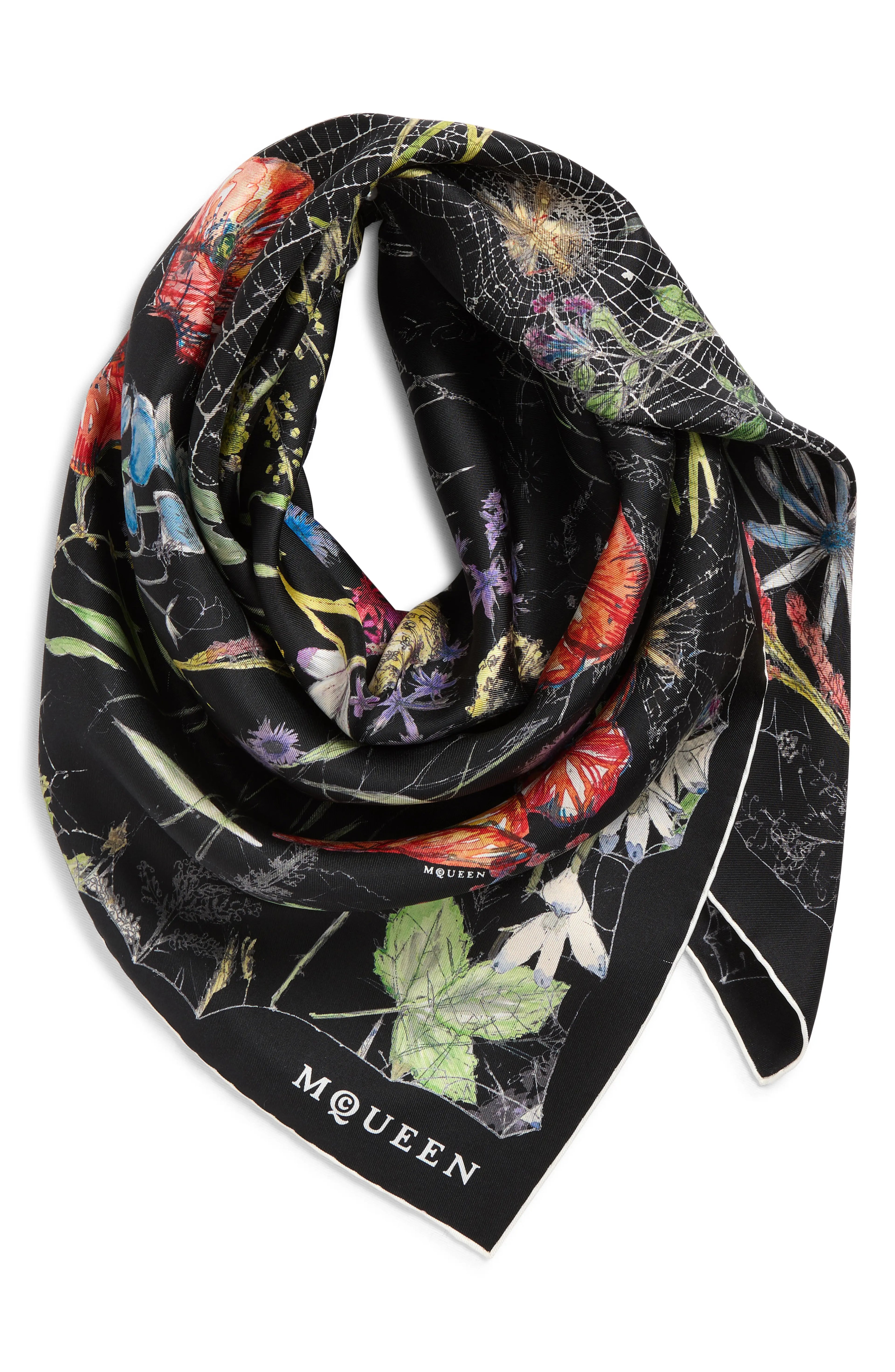 Spider Floral Silk Twill Square Scarf