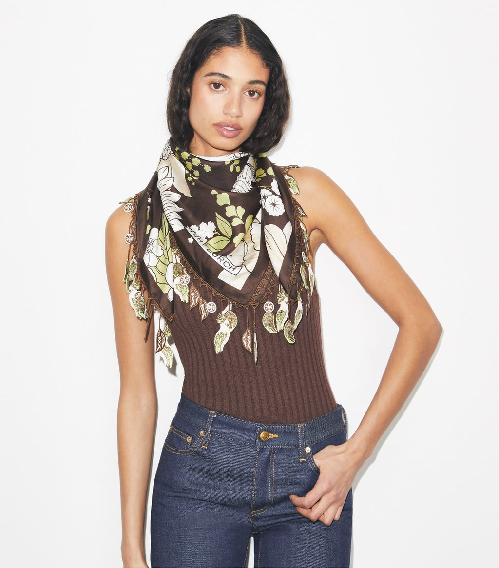 FLORAL SILK SQUARE SCARF