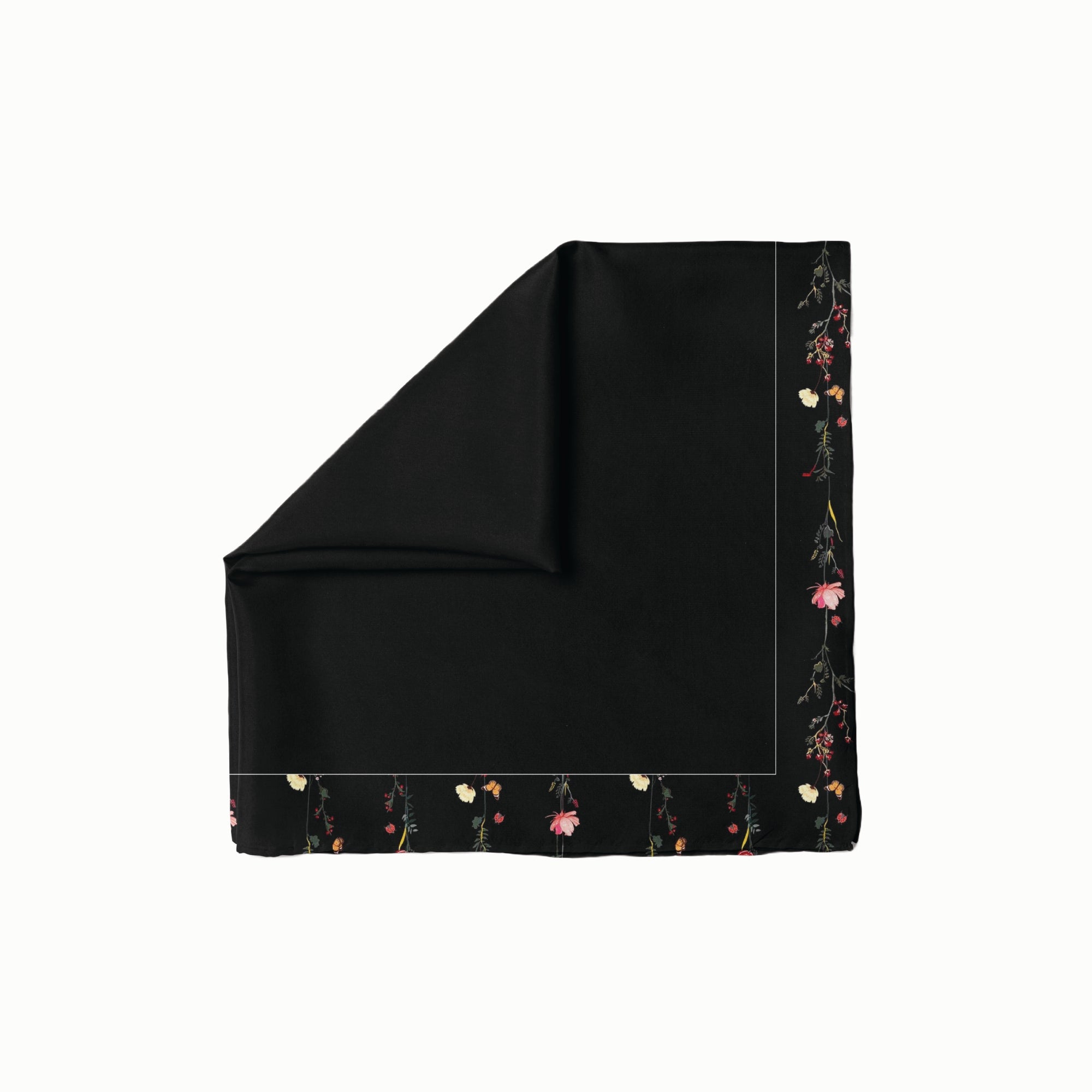 Black With Winter Garden Party Border Head Scarf