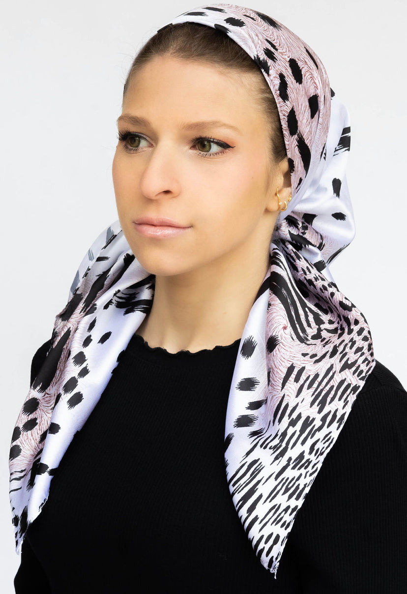 Abstract Leopard Silk Head Scarf