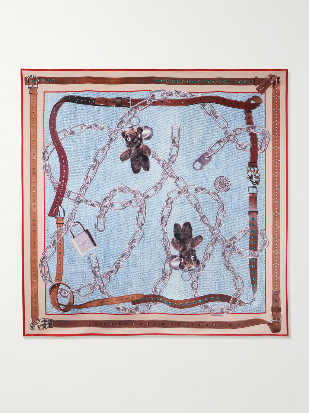 Printed silk-satin scarf