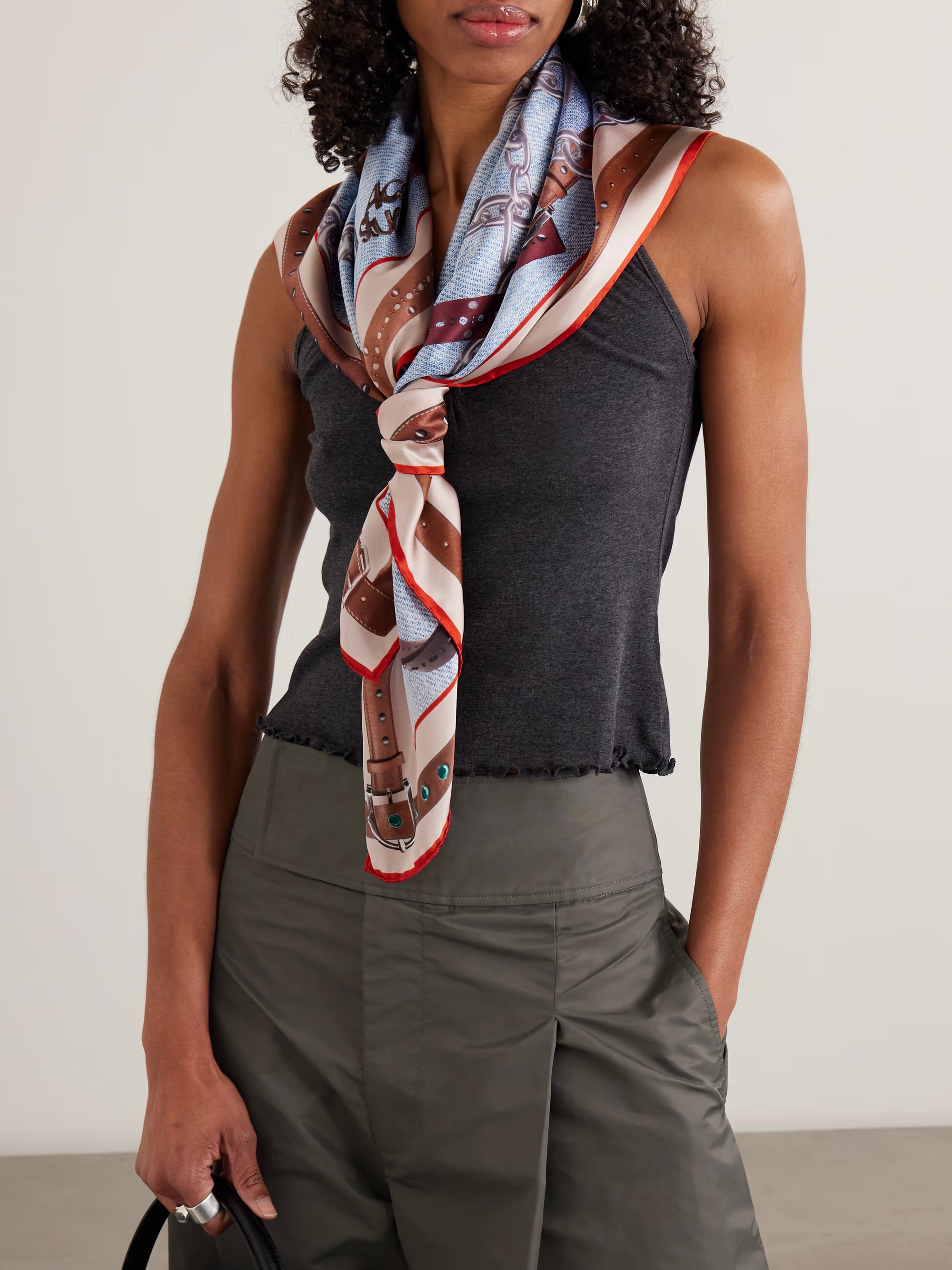 Printed silk-satin scarf